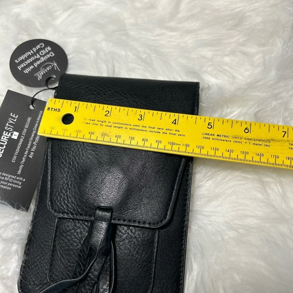 K.Carroll Black Leather Crossbody Bag with Tassel belt loop & adj strap. NWT.  T - Picture 7 of 13